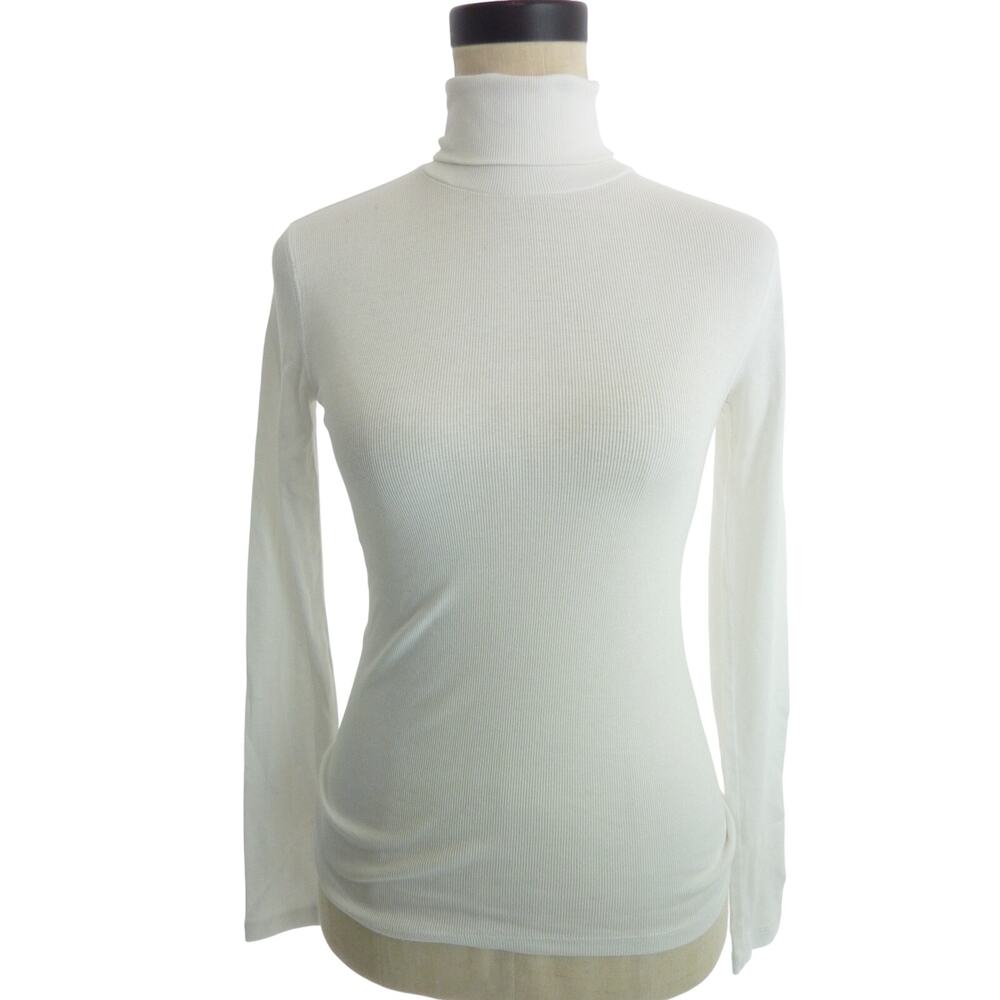 Everlane White Long Sleeve Turtleneck S Cotton Blend